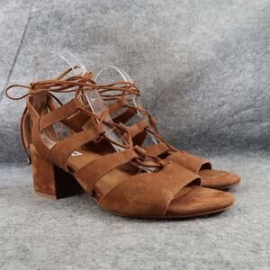 Steve Madden Shoes Womens 9 Sandal Block Heel Gladiator Ankle Wrap Leather Brown